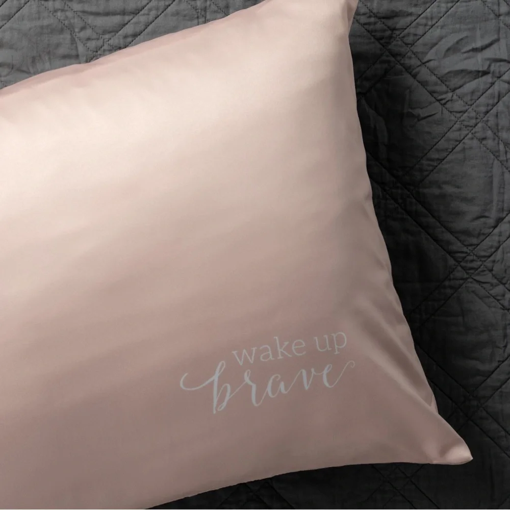 ✅Demdaco Blush Satin Pillow Case Set of 2- Wake Up Brave